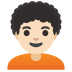 person: light skin tone, curly hair emoji on Google