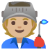 factory worker: medium-light skin tone emoji on Google