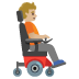person in motorized wheelchair facing right: medium-light skin tone emoji on Google