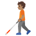 person with white cane: medium skin tone emoji on Google