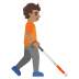person with white cane facing right: medium skin tone on Google