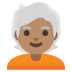 person: medium skin tone, white hair on Google