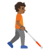 person with white cane facing right: medium-dark skin tone emoji on Google