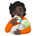 person feeding baby: dark skin tone emoji on Google