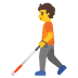 person with white cane emoji on Google