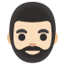 man: light skin tone, beard emoji on Google