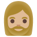 woman: medium-light skin tone, beard emoji on Google