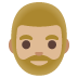 man: medium-light skin tone, beard emoji on Google