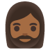 woman: medium-dark skin tone, beard emoji on Google