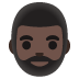 man: dark skin tone, beard emoji on Google