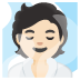 person in steamy room: light skin tone emoji on Google