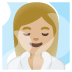 woman in steamy room: medium-light skin tone on Google