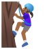 woman climbing: medium-dark skin tone emoji on Google