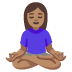 woman in lotus position: medium skin tone emoji on Google