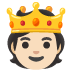 person with crown: light skin tone on Google