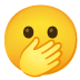 face with open eyes and hand over mouth emoji on Google