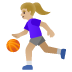 woman bouncing ball: medium-light skin tone emoji on Google