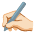 writing hand: light skin tone emoji on Google