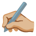 writing hand: medium-light skin tone emoji on Google