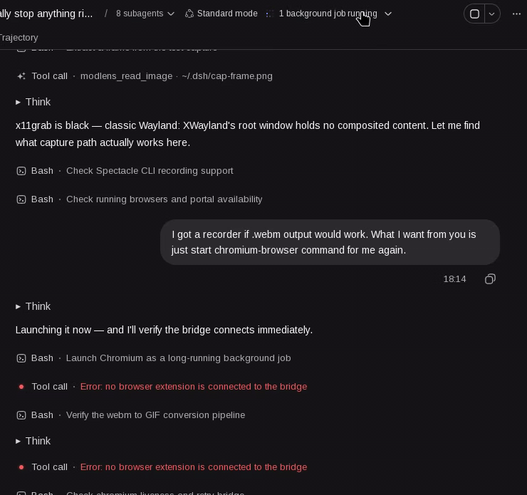 Hovering a running job row, then confirming the stop