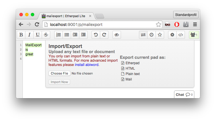 Example use of ep_exportmail