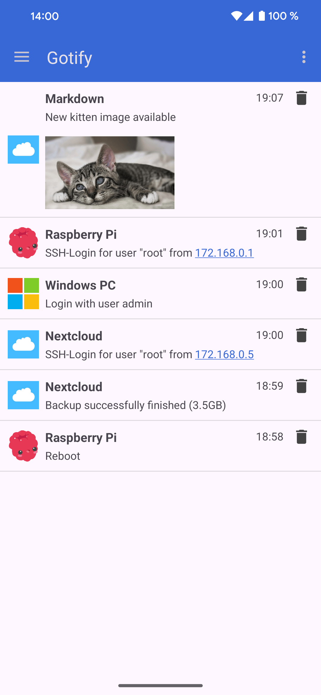 Screenshot 1 of Gotify — opens full size