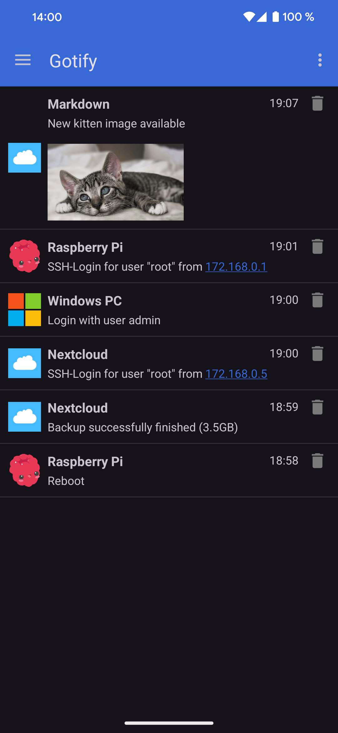 Screenshot 2 of Gotify — opens full size
