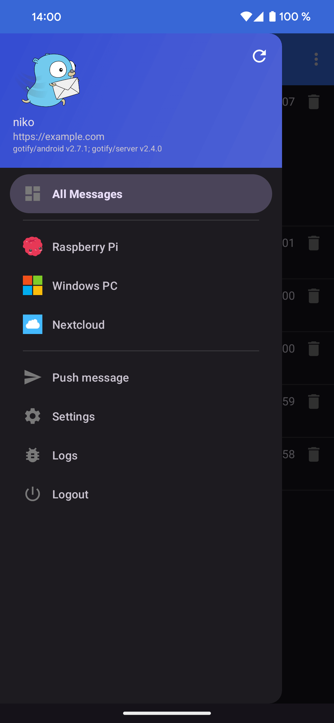 Screenshot 3 of Gotify — opens full size