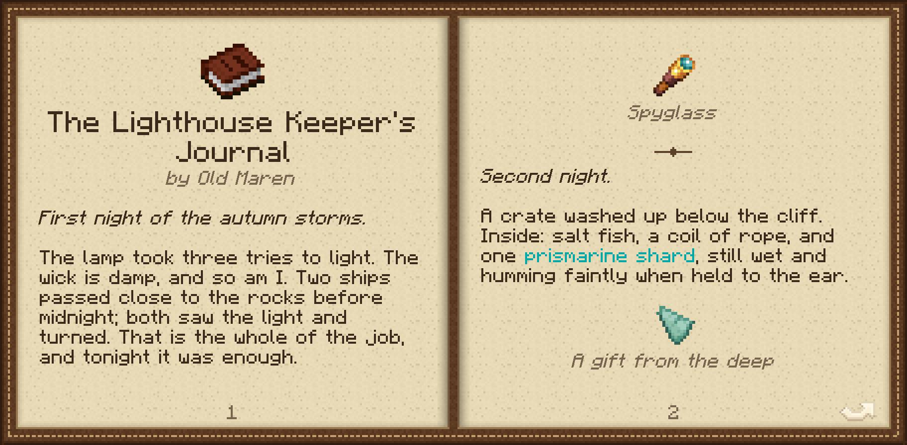 A lore book: The Lighthouse Keeper's Journal