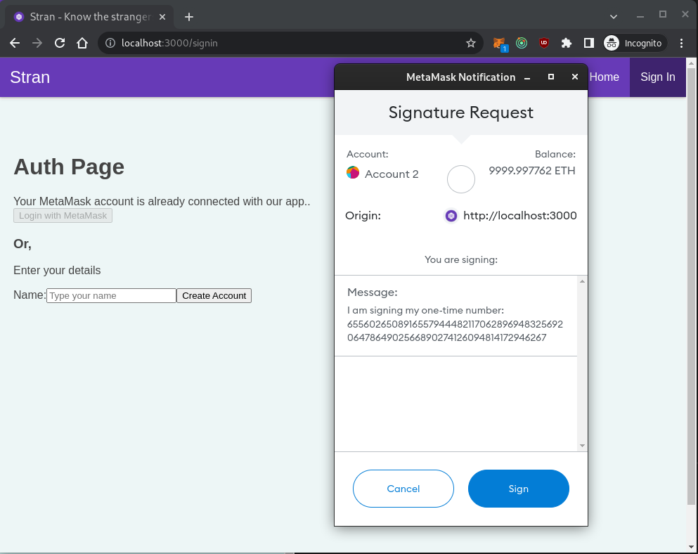 One Step Login through MetaMask