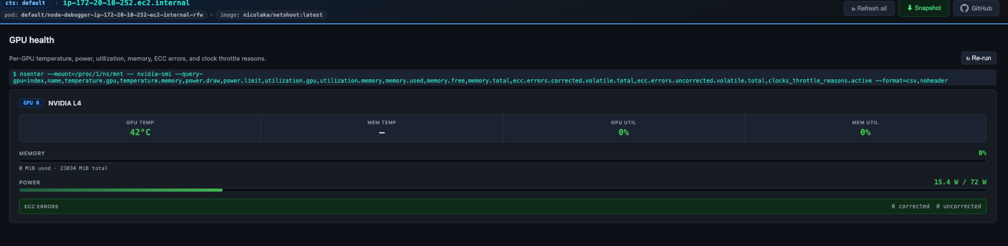 GPU Health view