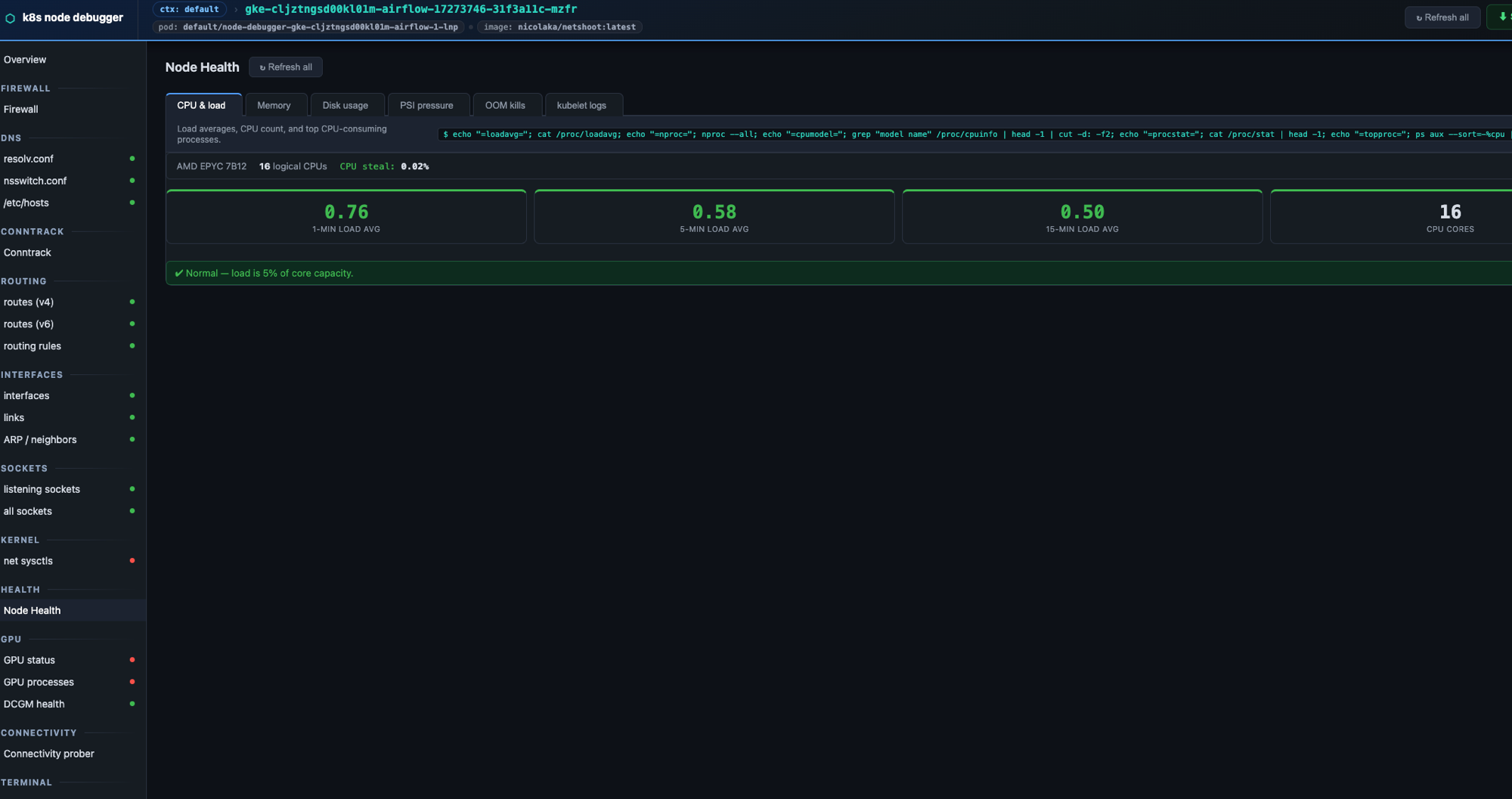 Node Health view