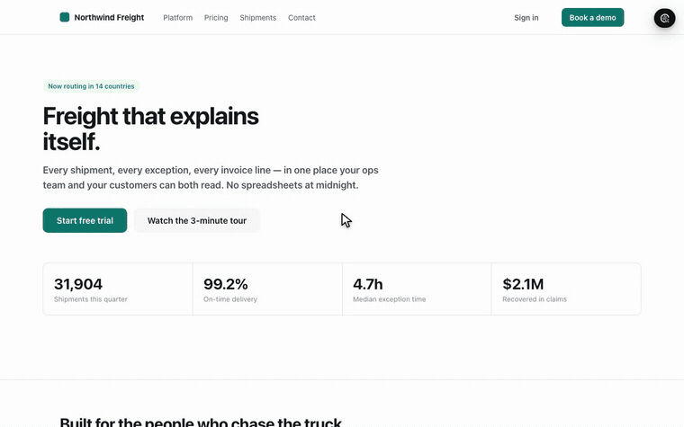 Pinpoint on a local dev page: picking an element, writing what should change, and the agent picking it up