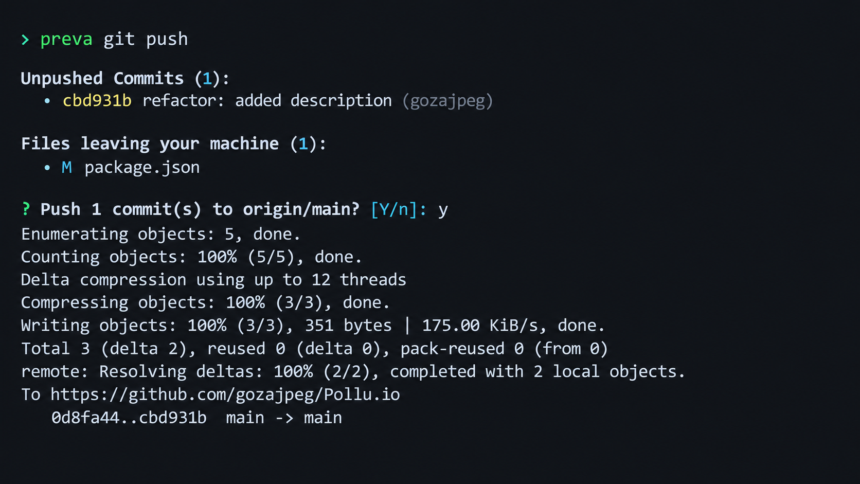 preva git push preview