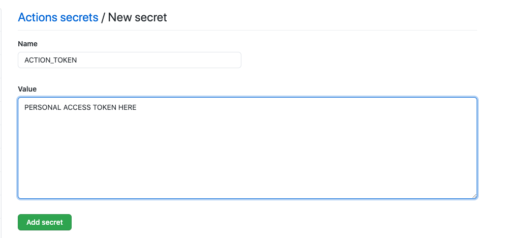 Action Token Secret