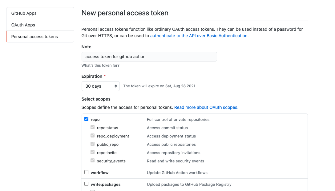 Personal Access Token