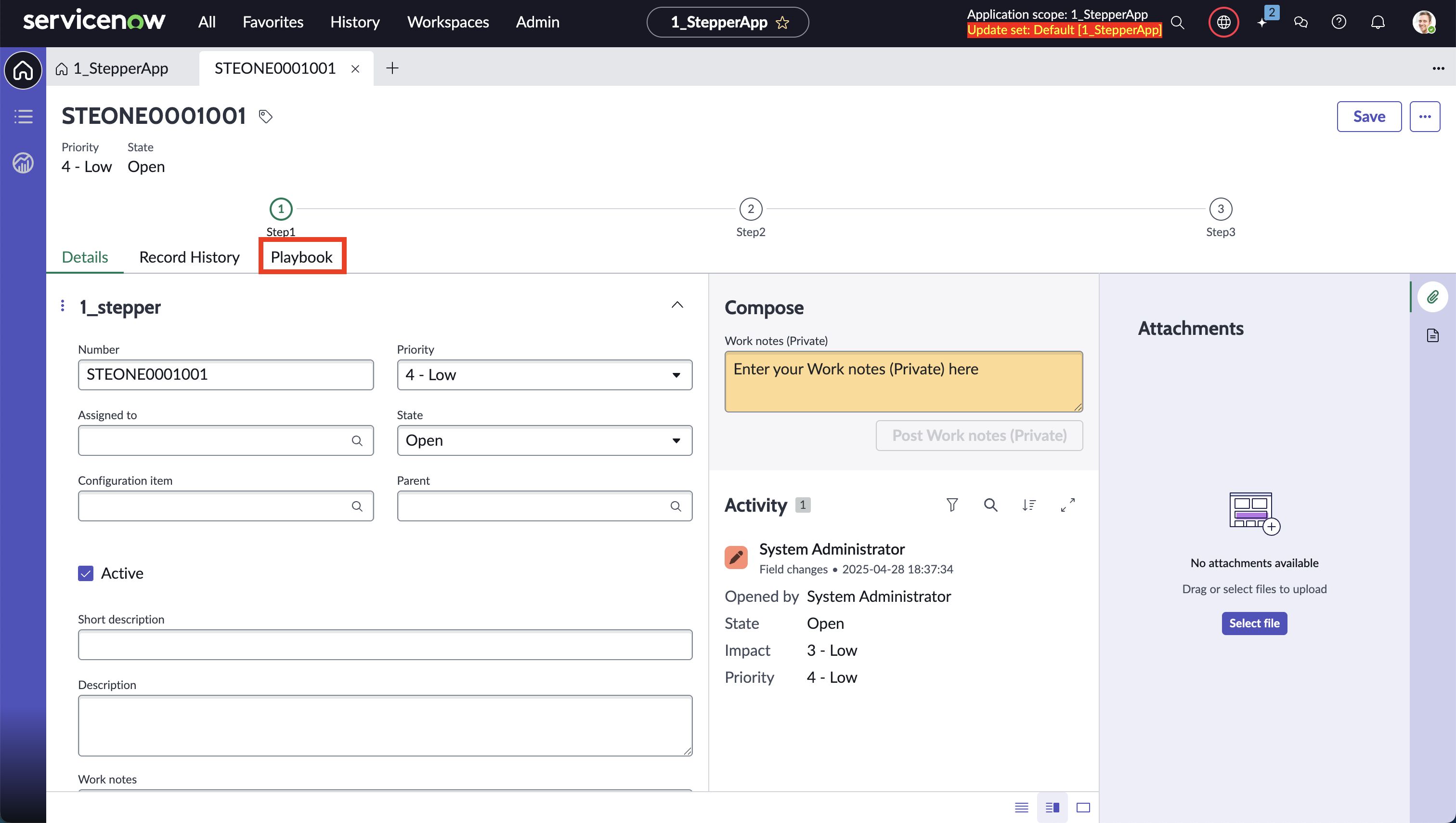 ServiceNow Workspaceのカスタマイズ - Stepperの設定方法 Yokohama以降 #ServiceNow - Qiita