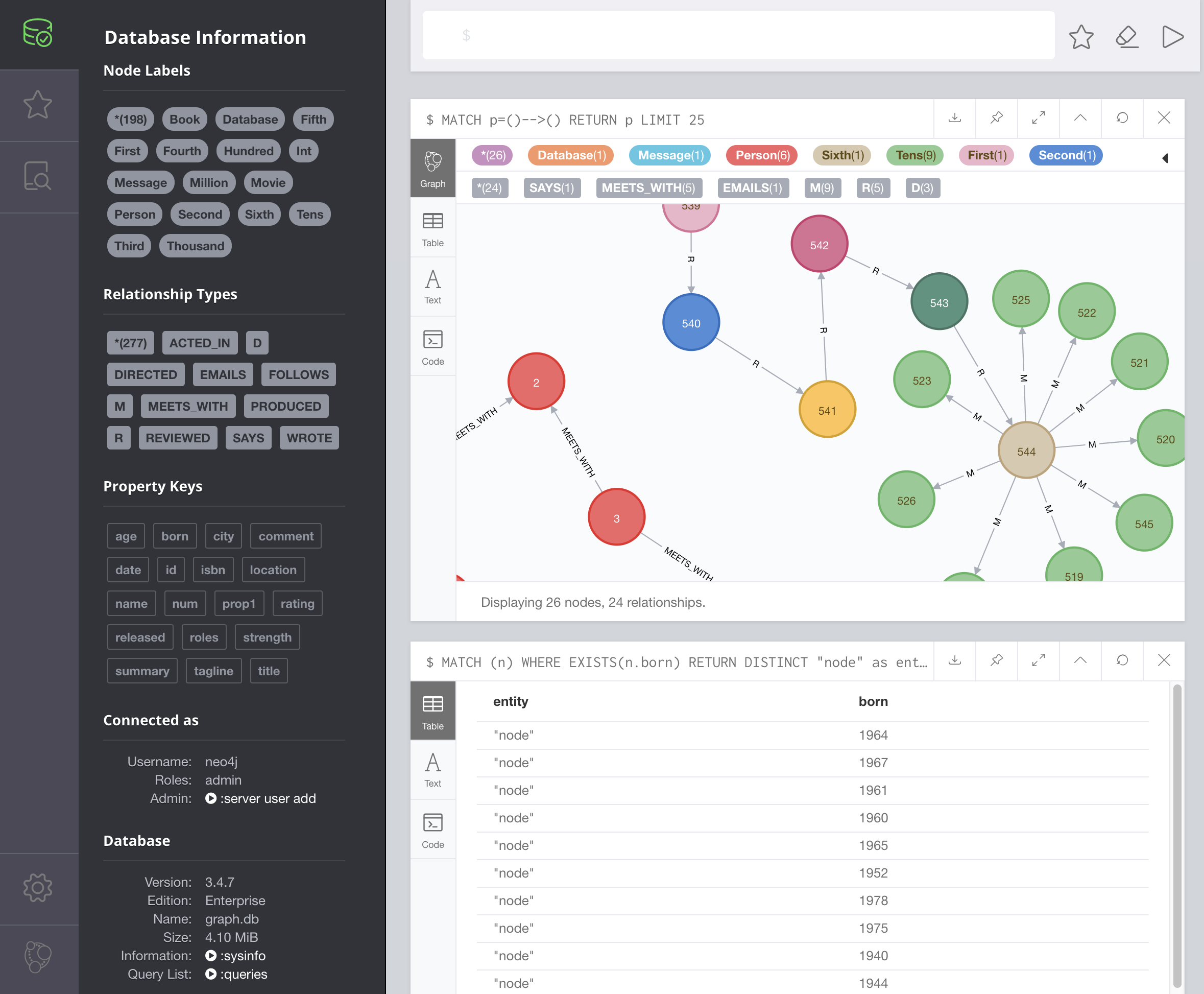 neo4j browser screenshot