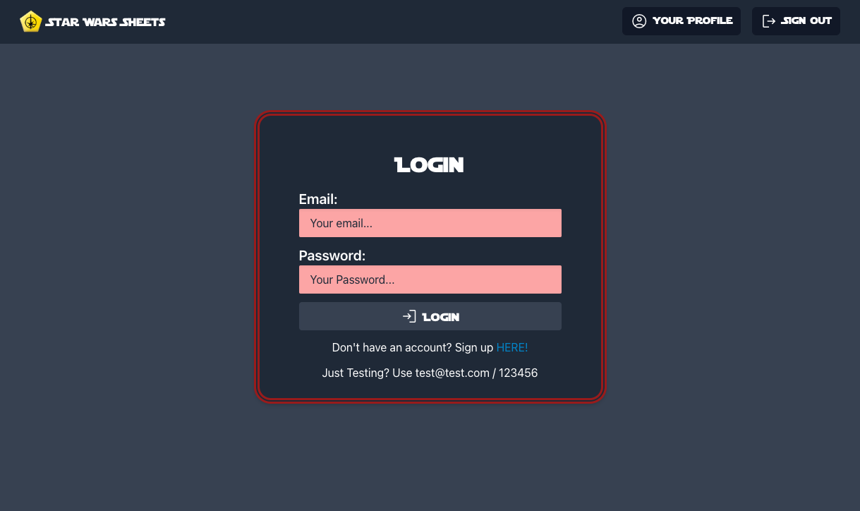 Login/Home Page