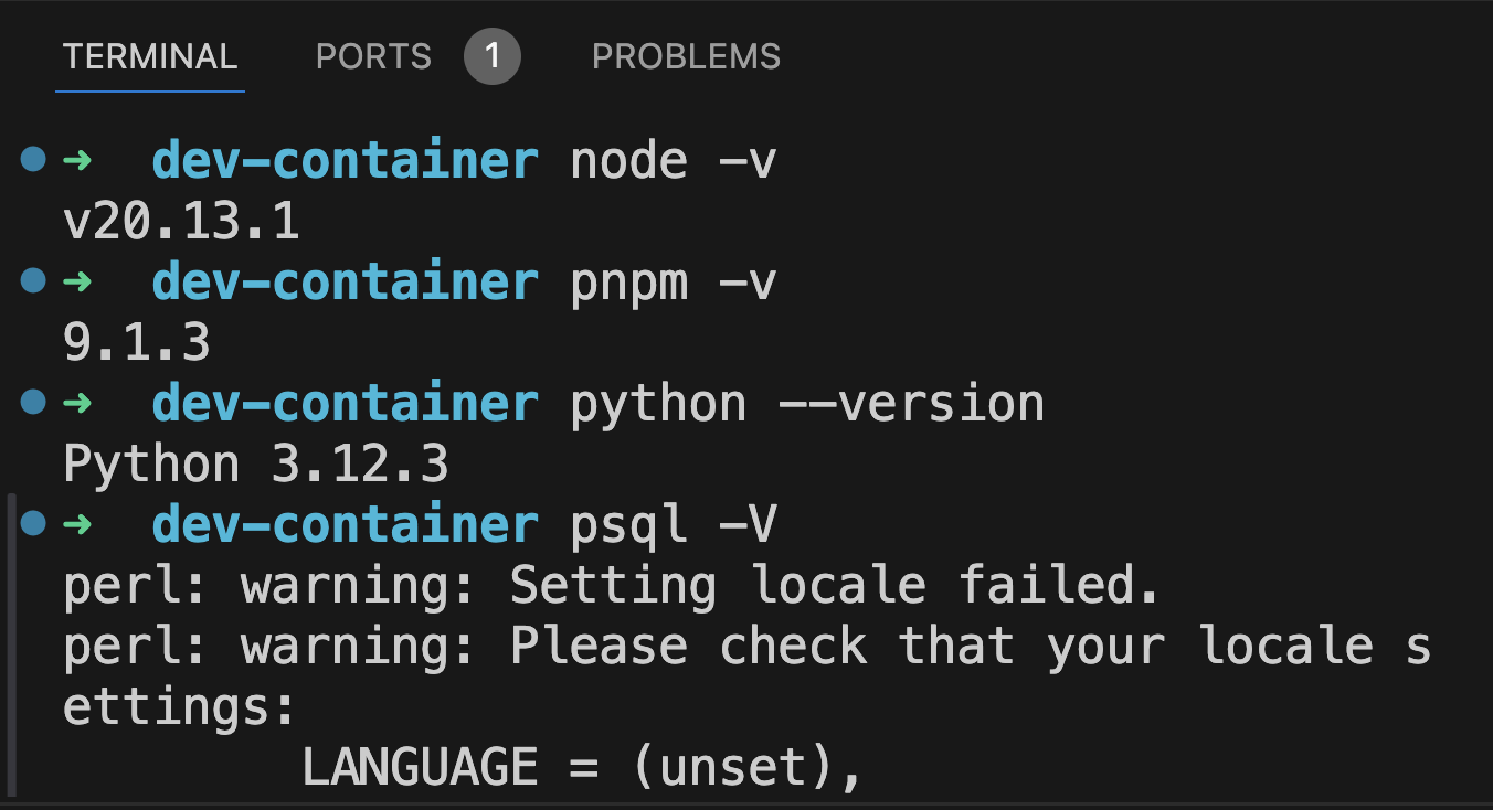 after container built - installed software
