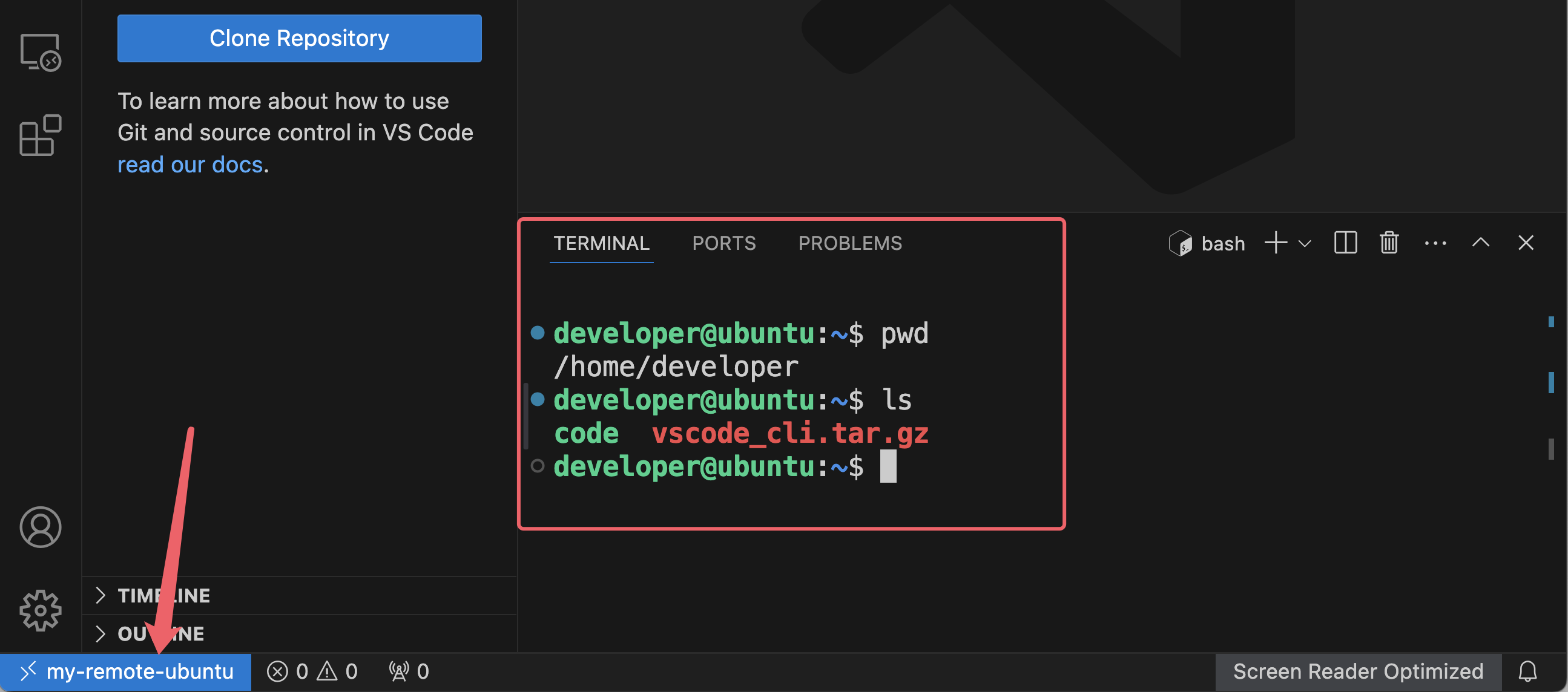 remote machine and terminal