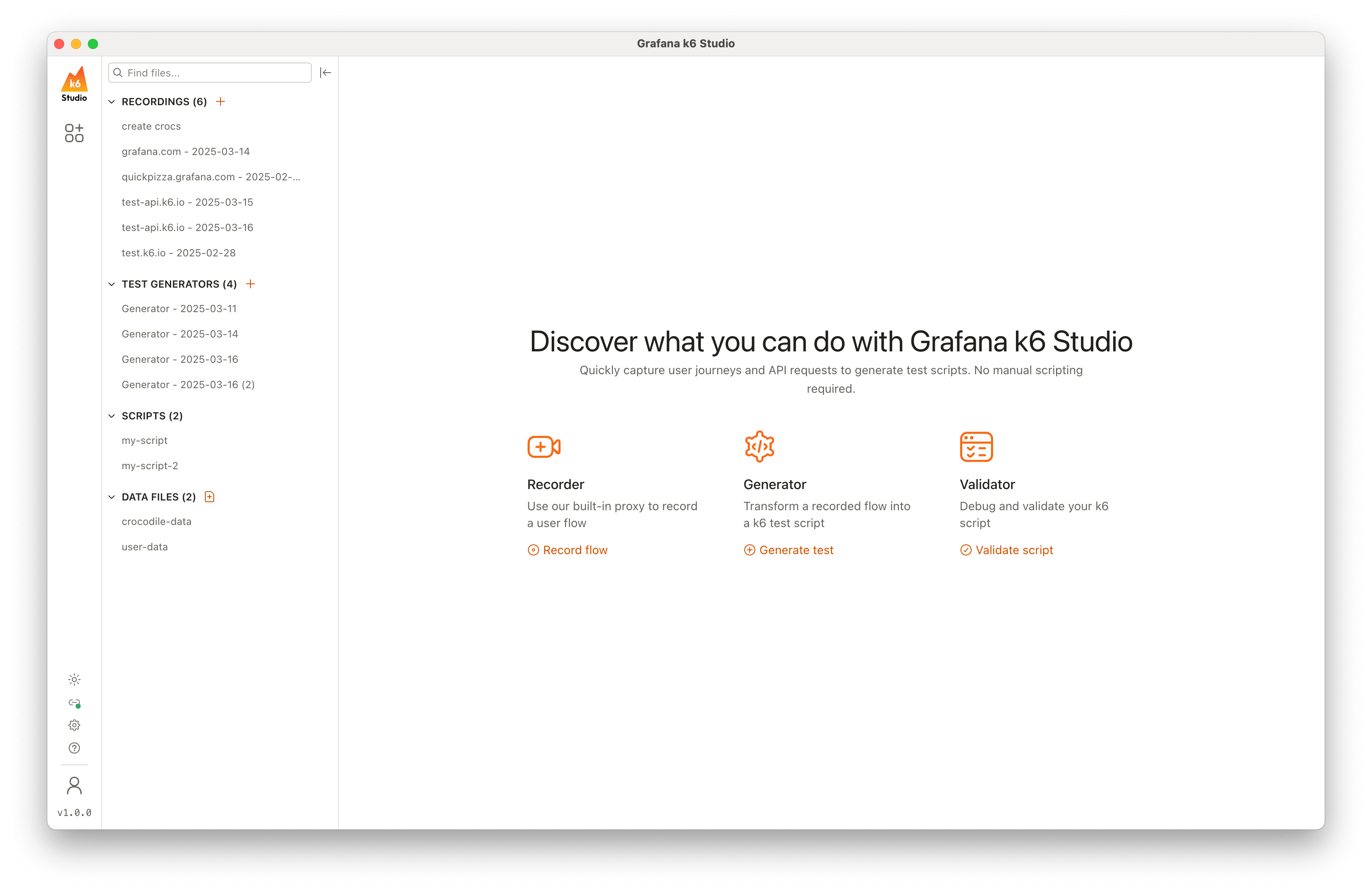 k6 Studio screenshot