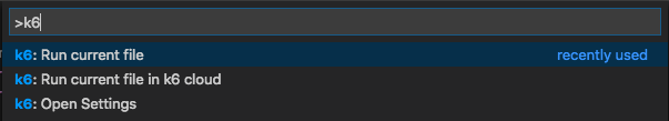 VS Code k6 Commands