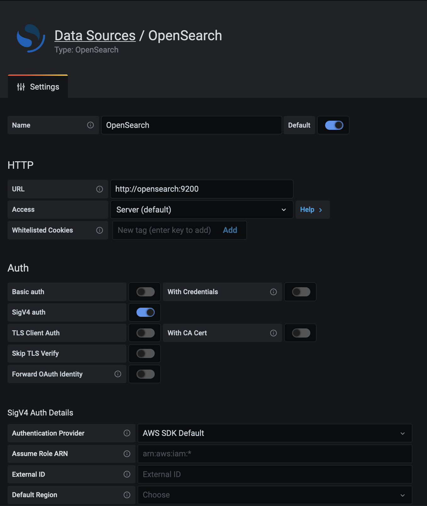 SigV4 configuration for AWS Elasticsearch Service