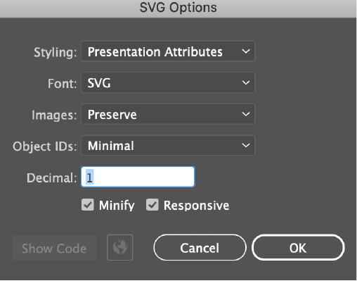 Adobe Illustrator save options