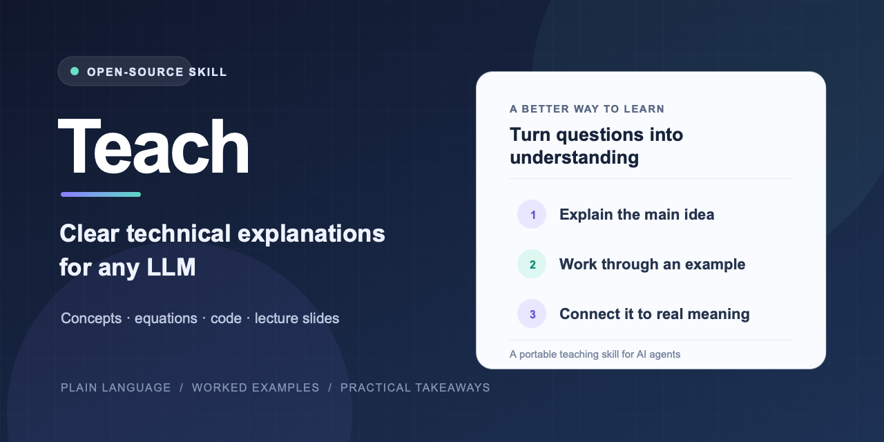 Teach, an open-source AI teaching skill for large language models
