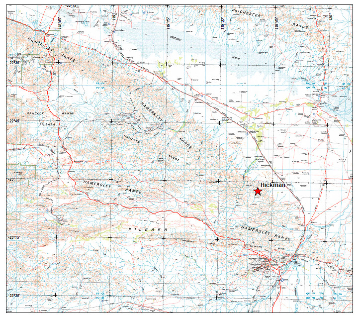 Hickman Crater location map