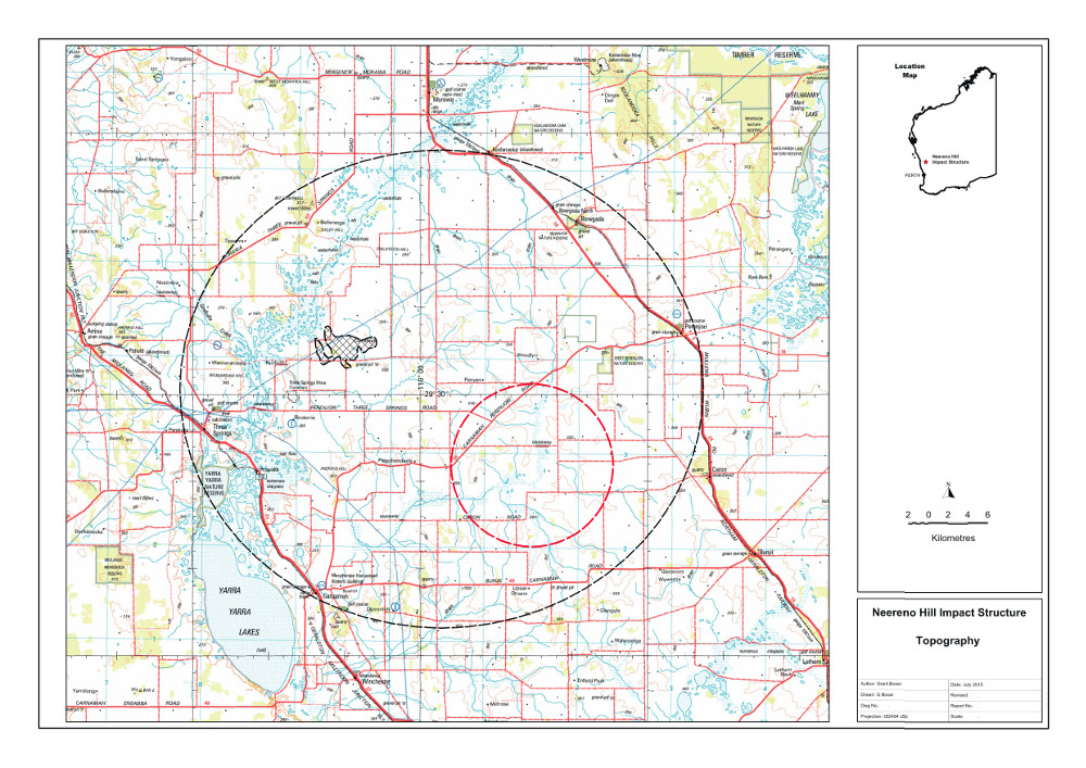 Location map for the Neereno Hill Impact Structure