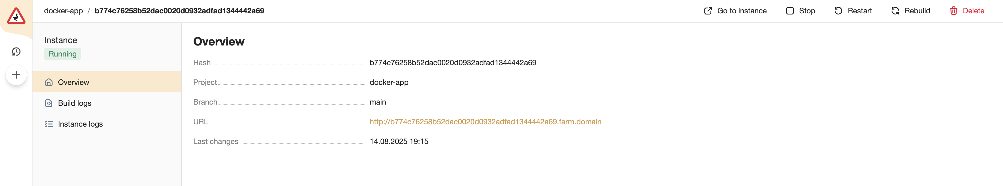 Farm UI, Instance details