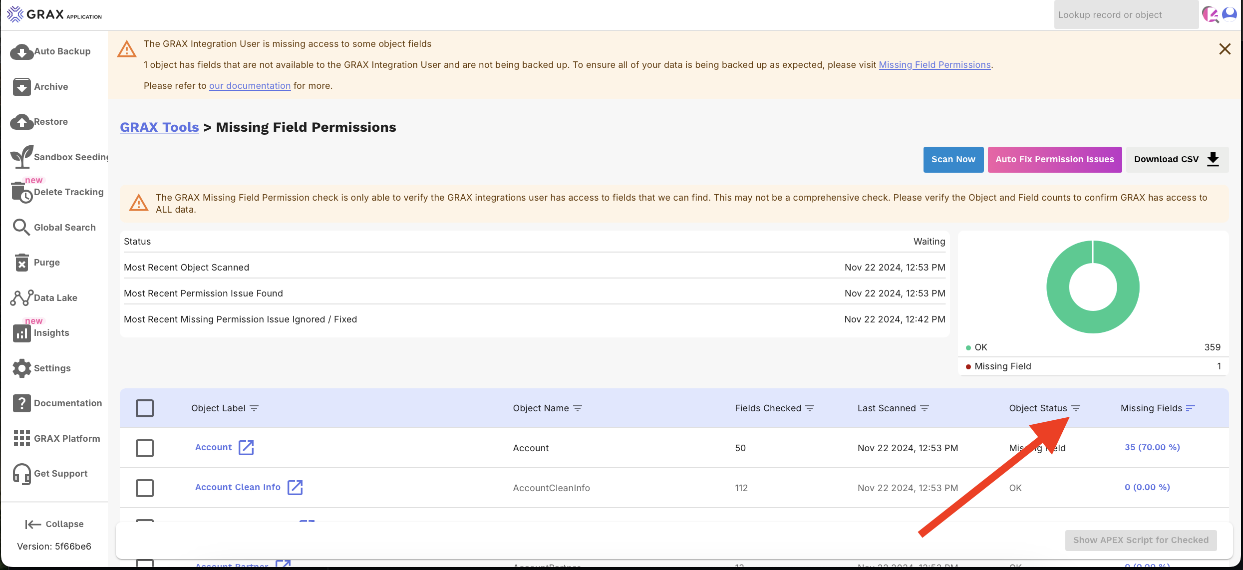 Sorting Missing Field Permissions 1